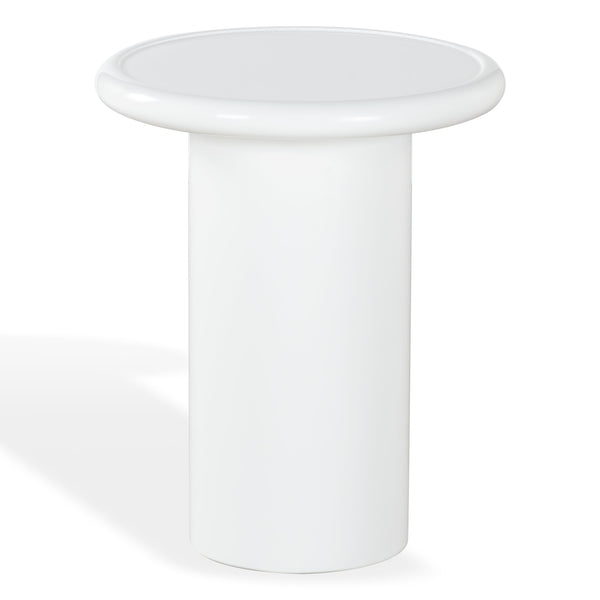Safavieh Lollita Round Concrete Accent Table With High Gloss Finish - Modern Minimalist Design For Any Space White 100% Concrete Sfv2622b