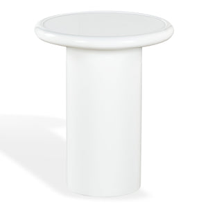 Safavieh Lollita Round Concrete Accent Table With High Gloss Finish - Modern Minimalist Design For Any Space White 100% Concrete Sfv2622b