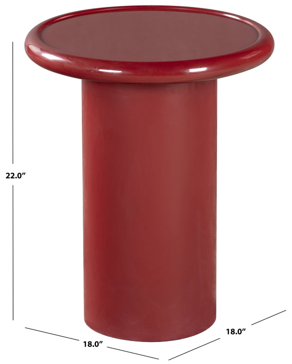 Safavieh Lollita Round Concrete Accent Table With High Gloss Finish - Modern Minimalist Design For Any Space Red 100% Concrete Sfv2622c