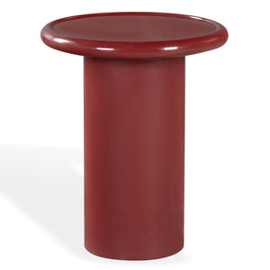 Safavieh Lollita Round Concrete Accent Table With High Gloss Finish - Modern Minimalist Design For Any Space Red 100% Concrete Sfv2622c
