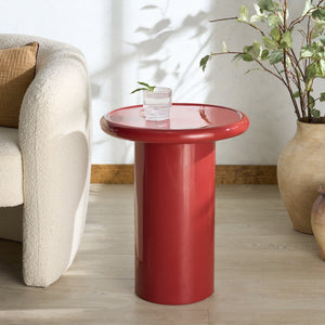 Safavieh Lollita Round Concrete Accent Table With High Gloss Finish - Modern Minimalist Design For Any Space Red 100% Concrete Sfv2622c