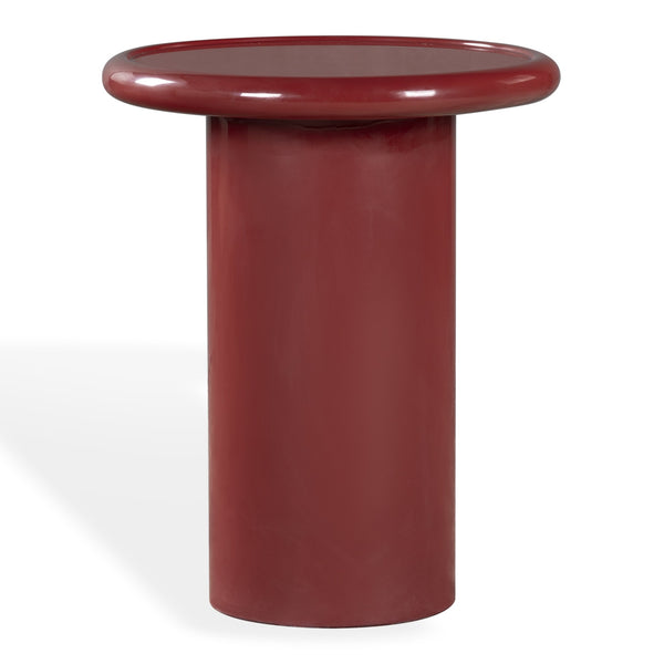 Safavieh Lollita Round Concrete Accent Table With High Gloss Finish - Modern Minimalist Design For Any Space Red 100% Concrete Sfv2622c
