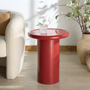 Safavieh Lollita Round Concrete Accent Table With High Gloss Finish - Modern Minimalist Design For Any Space Red 100% Concrete Sfv2622c