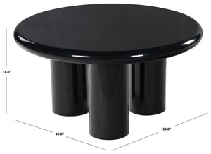 Safavieh Lollita Round Concrete Coffee Table With High Gloss Finish - Modern Elegance For Your Living Space Black Cast Gfrc Concrete ,High Gloss Finish Sfv2623a-2bx