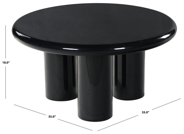 Safavieh Lollita Round Concrete Coffee Table With High Gloss Finish - Modern Elegance For Your Living Space Black Cast Gfrc Concrete ,High Gloss Finish Sfv2623a-2bx