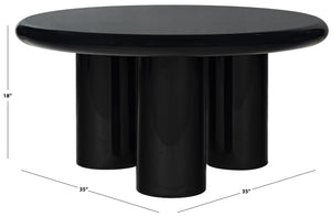 Safavieh Lollita Round Concrete Coffee Table With High Gloss Finish - Modern Elegance For Your Living Space Black Cast Gfrc Concrete ,High Gloss Finish Sfv2623a-2bx