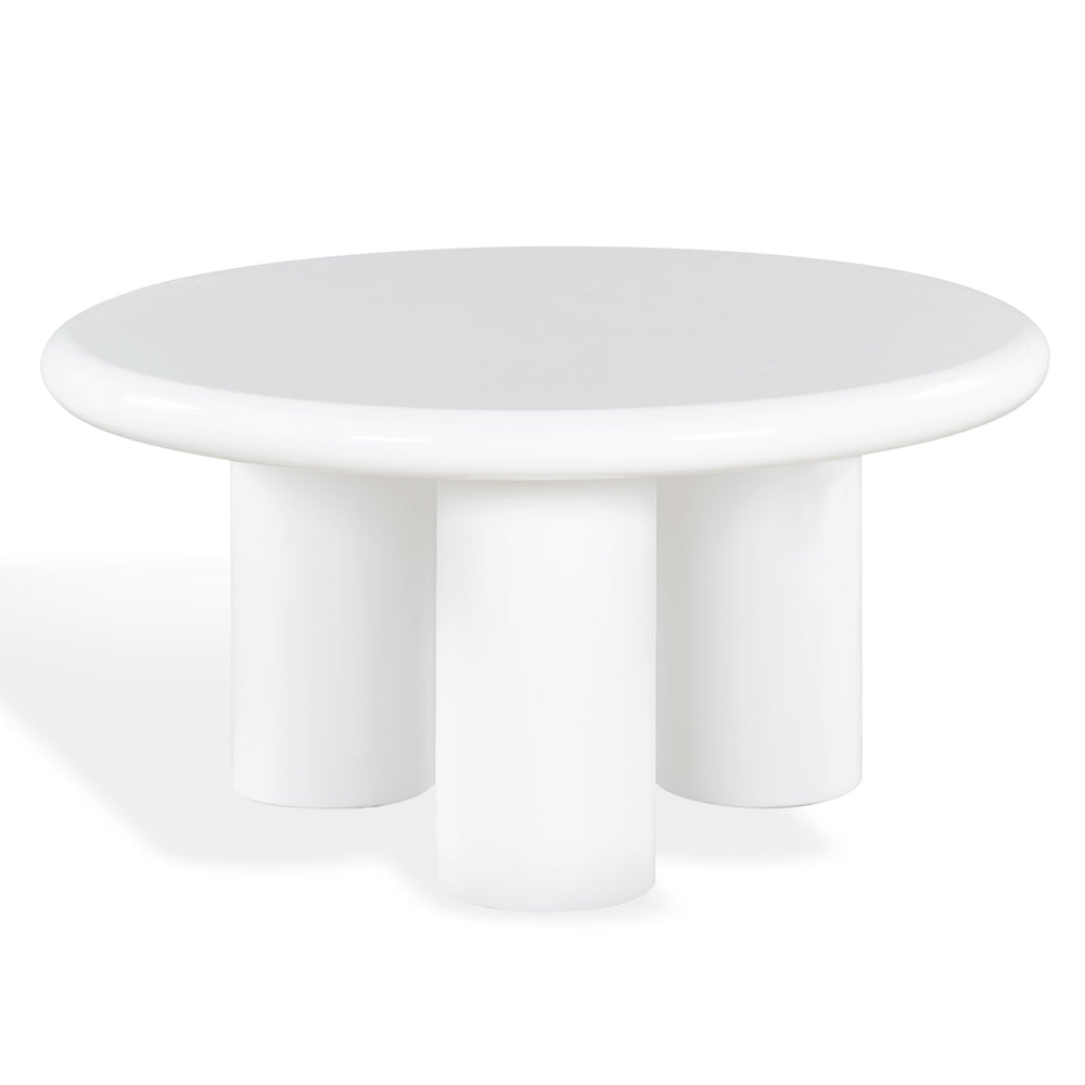 Safavieh Lollita Round Concrete Coffee Table With High Gloss Finish - Modern Elegance For Your Living Space White Cast Gfrc Concrete ,High Gloss Finish Sfv2623b-2bx