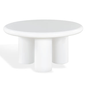 Safavieh Lollita Round Concrete Coffee Table With High Gloss Finish - Modern Elegance For Your Living Space White Cast Gfrc Concrete ,High Gloss Finish Sfv2623b-2bx