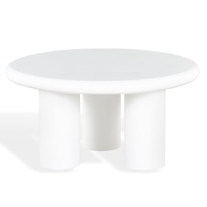 Safavieh Lollita Round Concrete Coffee Table With High Gloss Finish - Modern Elegance For Your Living Space White Cast Gfrc Concrete ,High Gloss Finish Sfv2623b-2bx