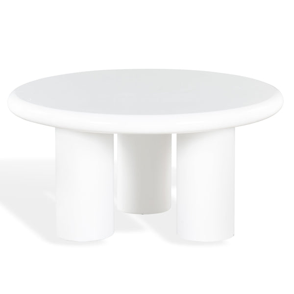 Safavieh Lollita Round Concrete Coffee Table With High Gloss Finish - Modern Elegance For Your Living Space White Cast Gfrc Concrete ,High Gloss Finish Sfv2623b-2bx