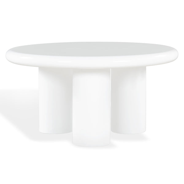 Safavieh Lollita Round Concrete Coffee Table With High Gloss Finish - Modern Elegance For Your Living Space White Cast Gfrc Concrete ,High Gloss Finish Sfv2623b-2bx