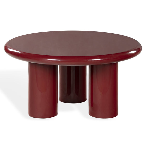 Safavieh Lollita Round Concrete Coffee Table With High Gloss Finish - Modern Elegance For Your Living Space Red Cast Gfrc Concrete ,High Gloss Finish Sfv2623c-2bx