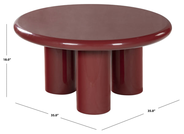 Safavieh Lollita Round Concrete Coffee Table With High Gloss Finish - Modern Elegance For Your Living Space Red Cast Gfrc Concrete ,High Gloss Finish Sfv2623c-2bx