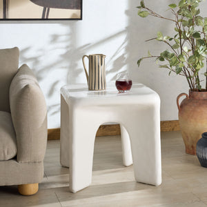 Mayalin Square High Gloss Accent Table — Compact 22" Gfrc Concrete Side Table For Modern Spaces