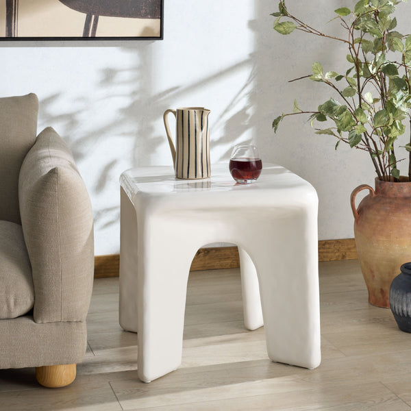Mayalin Square High Gloss Accent Table — Compact 22" Gfrc Concrete Side Table For Modern Spaces