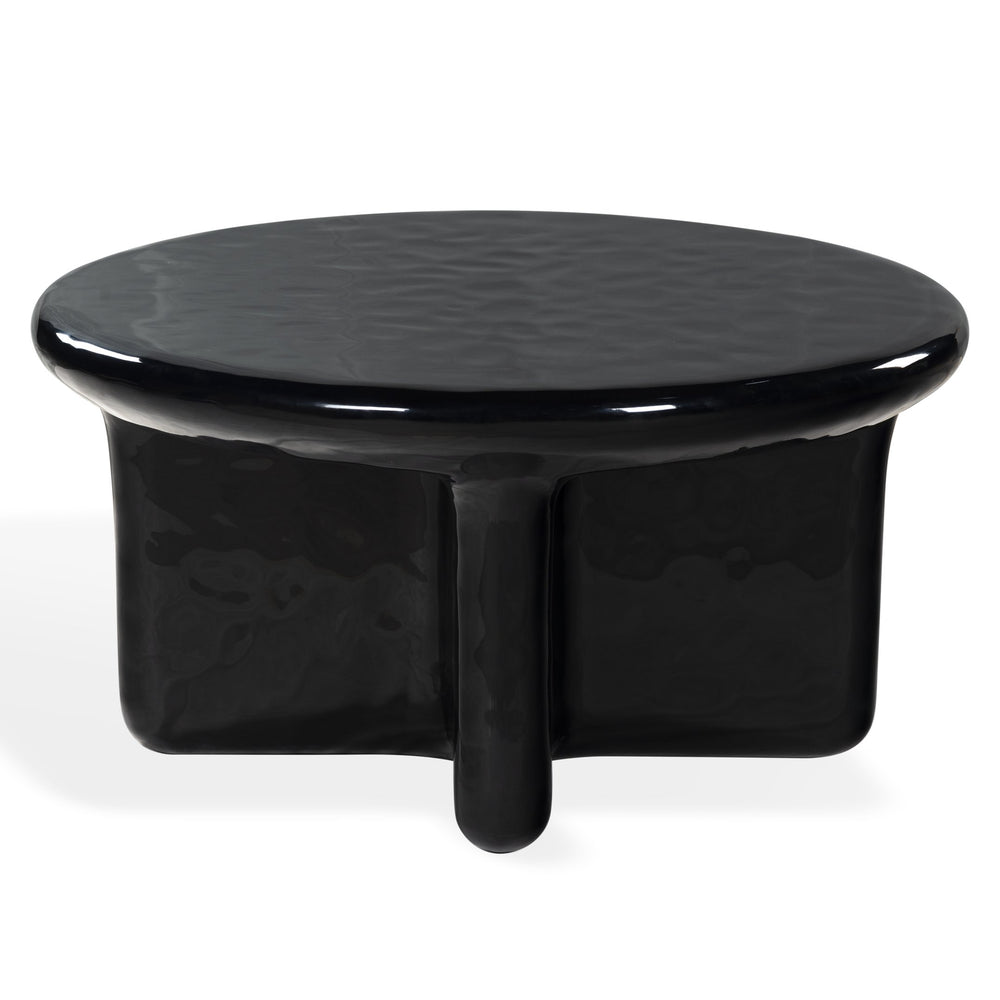 Tressarose Round High-Gloss Gfrc Coffee Table, Durable Modern Cast Concrete Accent For Living Rooms