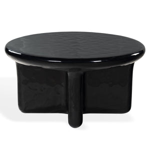 Tressarose Round High-Gloss Gfrc Coffee Table, Durable Modern Cast Concrete Accent For Living Rooms