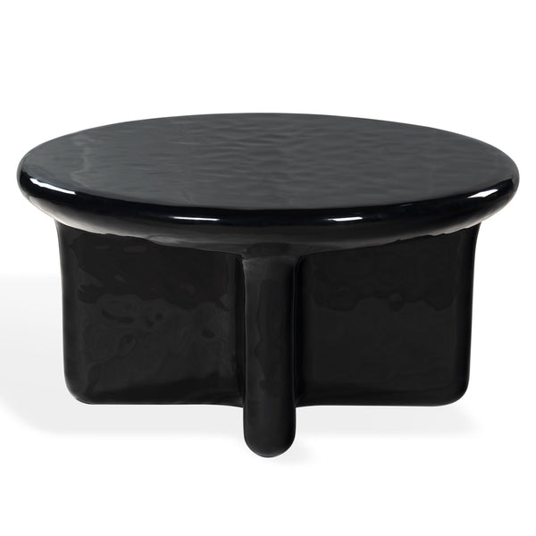 Tressarose Round High-Gloss Gfrc Coffee Table, Durable Modern Cast Concrete Accent For Living Rooms