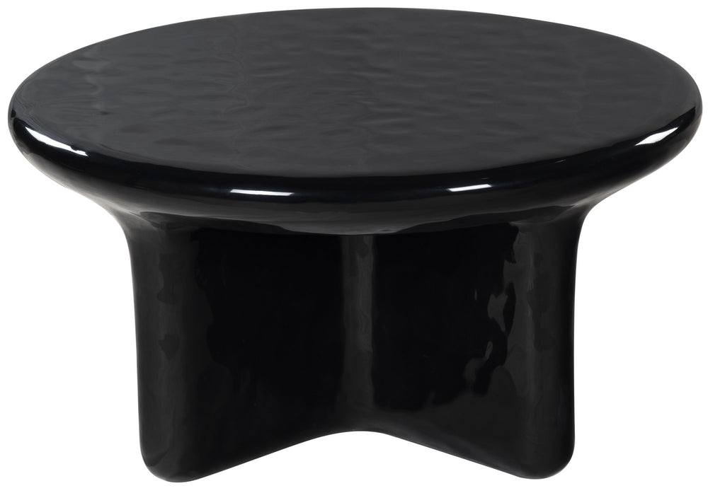 Tressarose Round High-Gloss Gfrc Coffee Table, Durable Modern Cast Concrete Accent For Living Rooms