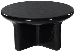 Tressarose Round High-Gloss Gfrc Coffee Table, Durable Modern Cast Concrete Accent For Living Rooms