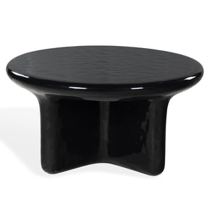 Tressarose Round High-Gloss Gfrc Coffee Table, Durable Modern Cast Concrete Accent For Living Rooms
