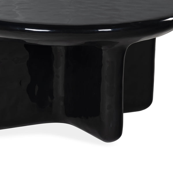 Tressarose Round High-Gloss Gfrc Coffee Table, Durable Modern Cast Concrete Accent For Living Rooms