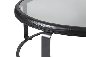 Safavieh Tyrese Metal And Glass Round Coffee Table - Stylish Black Frame, Clear Top, And Wooden Shelf Decor Black ,Clear 20% Metal,41% Glass,39% Wood Sfv3005a