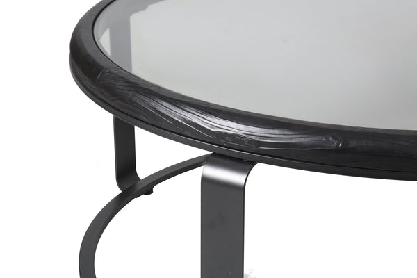 Safavieh Tyrese Metal And Glass Round Coffee Table - Stylish Black Frame, Clear Top, And Wooden Shelf Decor Black ,Clear 20% Metal,41% Glass,39% Wood Sfv3005a