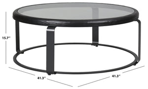 Safavieh Tyrese Metal And Glass Round Coffee Table - Stylish Black Frame, Clear Top, And Wooden Shelf Decor Black ,Clear 20% Metal,41% Glass,39% Wood Sfv3005a