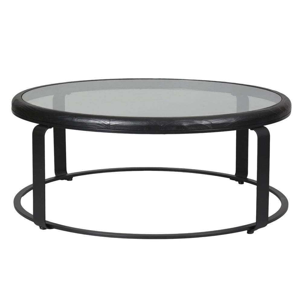 Safavieh Tyrese Metal And Glass Round Coffee Table - Stylish Black Frame, Clear Top, And Wooden Shelf Decor Black ,Clear 20% Metal,41% Glass,39% Wood Sfv3005a