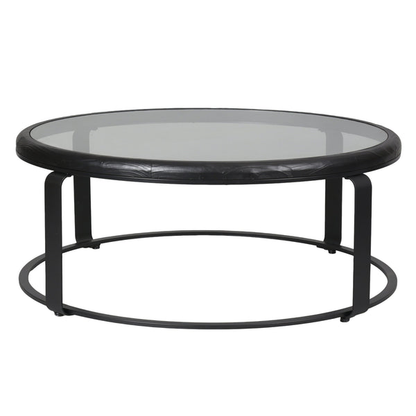 Safavieh Tyrese Metal And Glass Round Coffee Table - Stylish Black Frame, Clear Top, And Wooden Shelf Decor Black ,Clear 20% Metal,41% Glass,39% Wood Sfv3005a