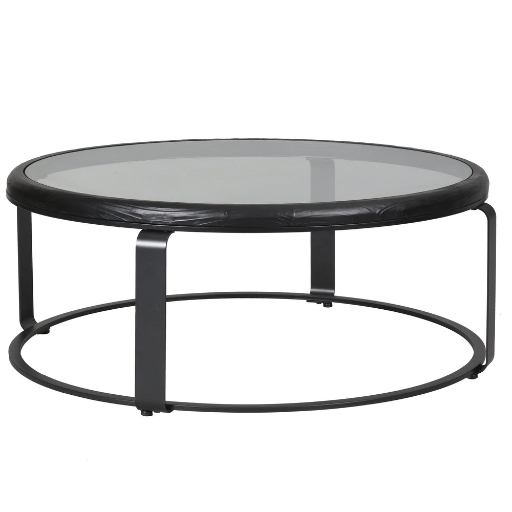 Safavieh Tyrese Metal And Glass Round Coffee Table - Stylish Black Frame, Clear Top, And Wooden Shelf Decor Black ,Clear 20% Metal,41% Glass,39% Wood Sfv3005a