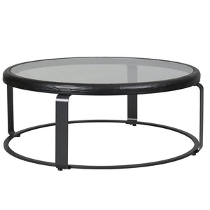 Safavieh Tyrese Metal And Glass Round Coffee Table - Stylish Black Frame, Clear Top, And Wooden Shelf Decor Black ,Clear 20% Metal,41% Glass,39% Wood Sfv3005a
