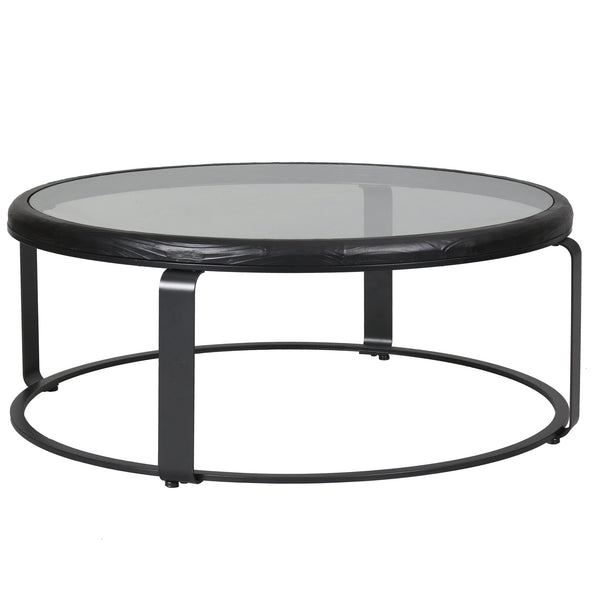 Safavieh Tyrese Metal And Glass Round Coffee Table - Stylish Black Frame, Clear Top, And Wooden Shelf Decor Black ,Clear 20% Metal,41% Glass,39% Wood Sfv3005a