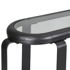 Safavieh Tyrese Metal And Glass Console Table - Elegant Black Frame & Clear Top For Modern Living Spaces Black ,Clear 20% Metal,41% Glass,39% Wood Sfv3006a