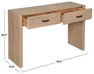 Safavieh Wynnrosa 2 Drawer Wood Console Table - Elegant Design With Dual Storage Drawers For Home Decor Natural 1% Metal,34% Cork Veneer,36% Wood,29% Manufactured Wood Sfv3007a