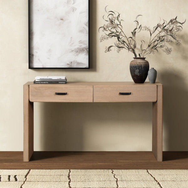 Safavieh WYNNROSA 2 Drawer Wood Console Table – Elegant Storage Solution for Entryway or Living Spaces Natural SFV3007A