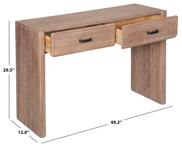 Safavieh Wynnrosa 2 Drawer Wood Console Table - Elegant Design With Dual Storage Drawers For Home Decor Walnut 1% Metal,34% Cork Veneer,36% Wood,29% Manufactured Wood Sfv3007b