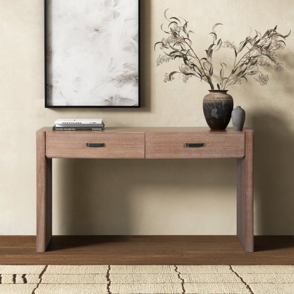 Safavieh WYNNROSA 2 Drawer Wood Console Table – Elegant Storage Solution for Entryway or Living Spaces Walnut SFV3007B