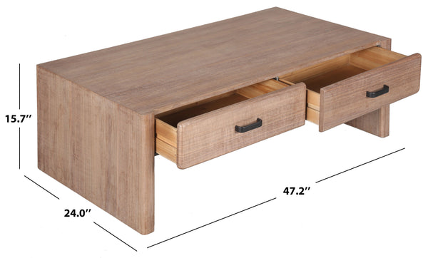 Safavieh Wynnrosa 2 Drawer Wood Coffee Table - Elegant Centerpiece For Stylish Living Spaces And Versatile Use Walnut 1% Metal,35% Cork Veneer,38% Wood,26% Manufactured Wood Sfv3008b