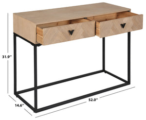 Safavieh Sherriandra 2 Drawer Console Table - Elegant Wood & Metal Design For Stylish Living Spaces Natural ,Black 10% Metal,35% Cork Veneer,30% Wood,25% Manufactured Wood Sfv3010a