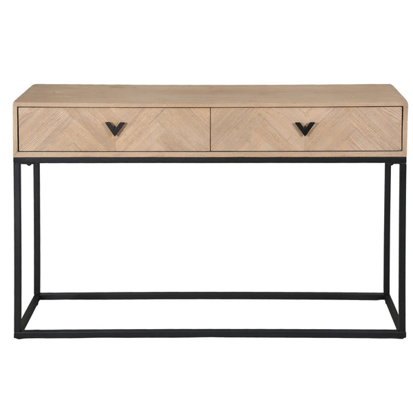 Safavieh Sherriandra 2 Drawer Console Table - Elegant Wood & Metal Design For Stylish Living Spaces Natural ,Black 10% Metal,35% Cork Veneer,30% Wood,25% Manufactured Wood Sfv3010a