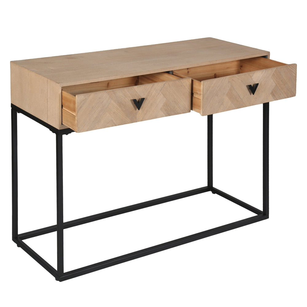 Safavieh Sherriandra 2 Drawer Console Table - Elegant Wood & Metal Design For Stylish Living Spaces Natural ,Black 10% Metal,35% Cork Veneer,30% Wood,25% Manufactured Wood Sfv3010a