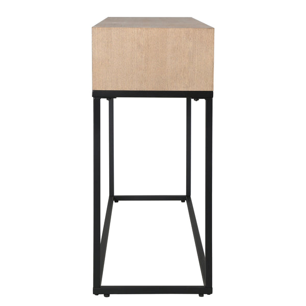 Safavieh Sherriandra 2 Drawer Console Table - Elegant Wood & Metal Design For Stylish Living Spaces Natural ,Black 10% Metal,35% Cork Veneer,30% Wood,25% Manufactured Wood Sfv3010a