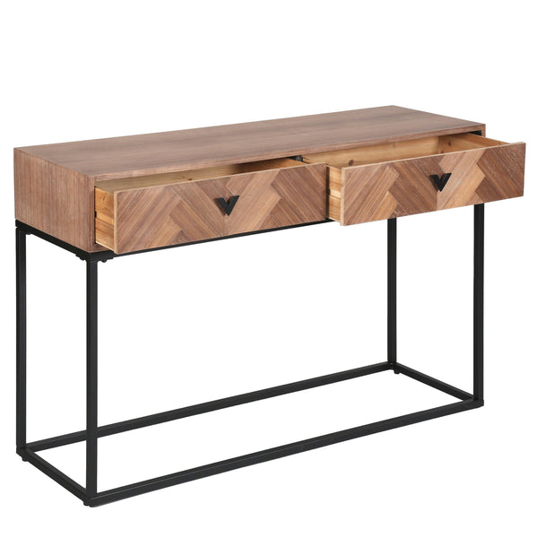 Safavieh Sherriandra 2 Drawer Console Table - Elegant Wood & Metal Design For Stylish Living Spaces Walnut ,Black 10% Metal,35% Cork Veneer,30% Wood,25% Manufactured Wood Sfv3010b