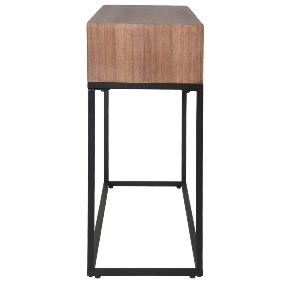 Safavieh SHERRIANDRA 2-Drawer Console Table – Rustic Wood and Metal Design for Modern Entryway Decor Walnut / Black SFV3010B