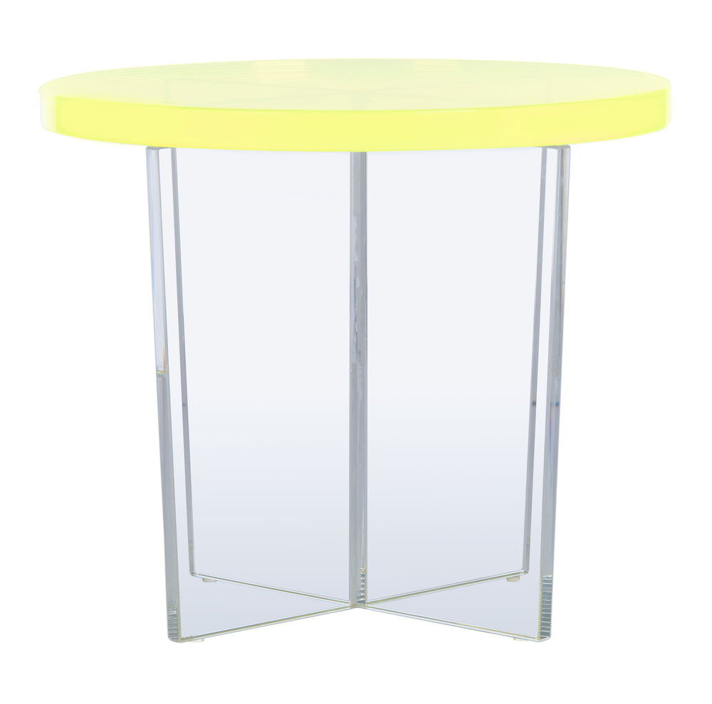 Safavieh Edwards Acrylic Accent Table Neon Yellow Acrylic, Acrylic Sfv3108C