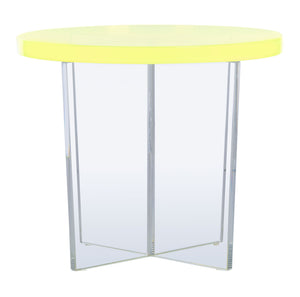 Safavieh Edwards Acrylic Accent Table Neon Yellow Acrylic, Acrylic Sfv3108C