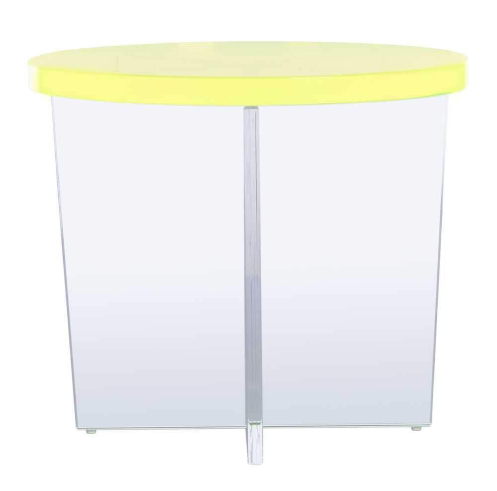 Safavieh Edwards Acrylic Accent Table Neon Yellow Acrylic, Acrylic Sfv3108C