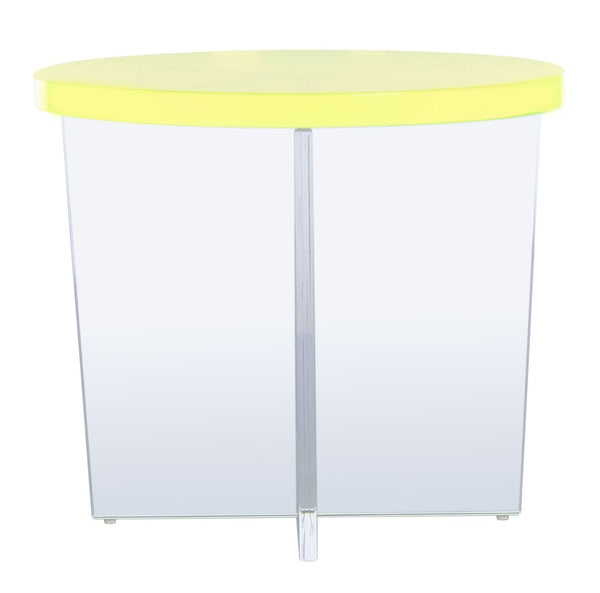 Safavieh Edwards Acrylic Accent Table Neon Yellow Acrylic, Acrylic Sfv3108C